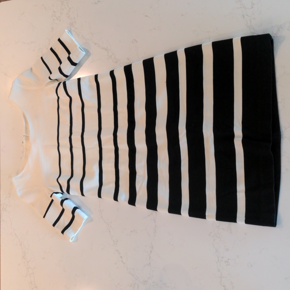 Women’s Black & White Striped Short Sleeve Dress